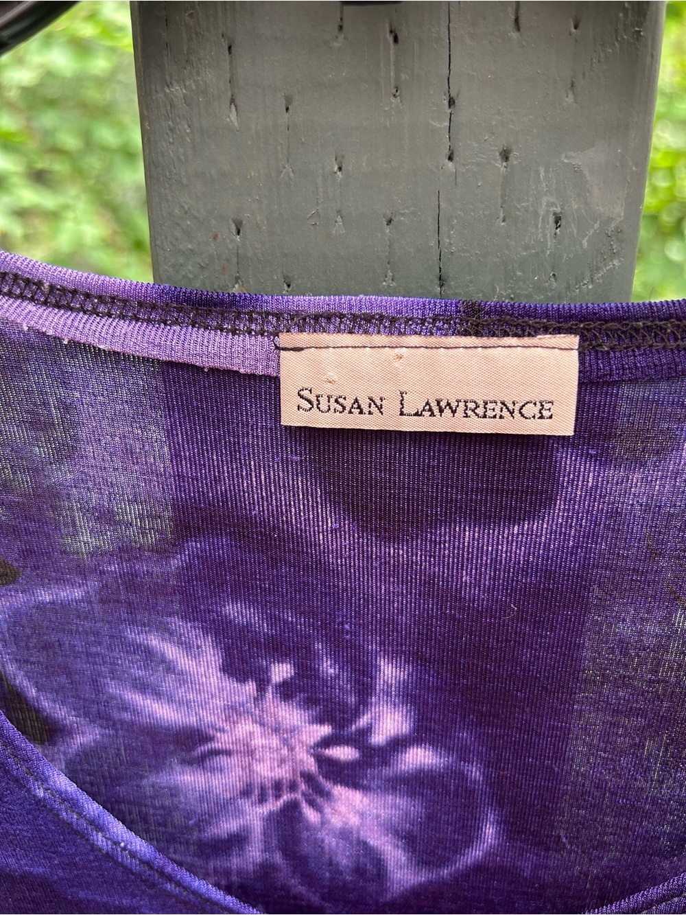 Susan Lawrence Purple Floral Scoop Neck Tee - Picture 2 of 3